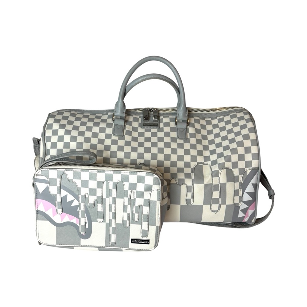 Sprayground XTC LA PALAIS DUFFLE and Toiletry Bag Limited Edition Gray White
